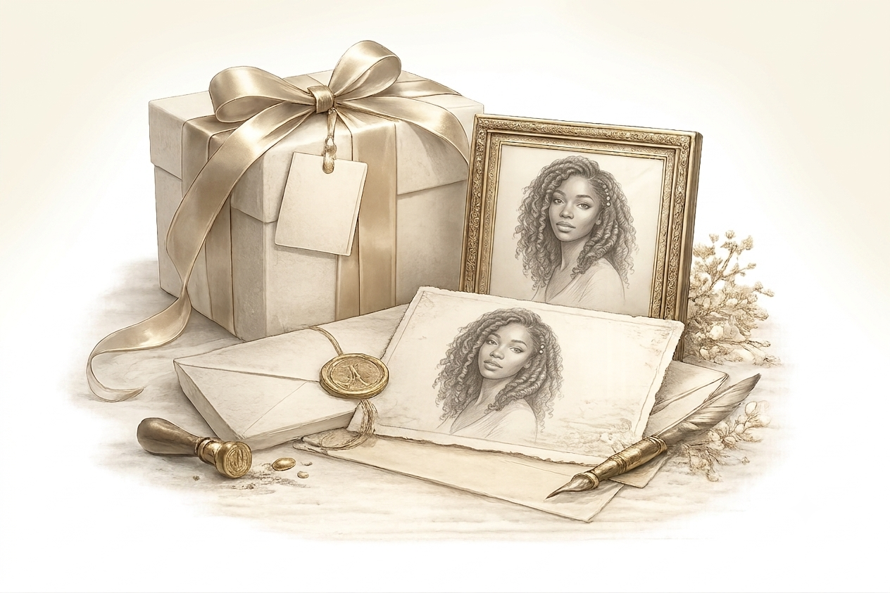 Gift card for custom portrait commission